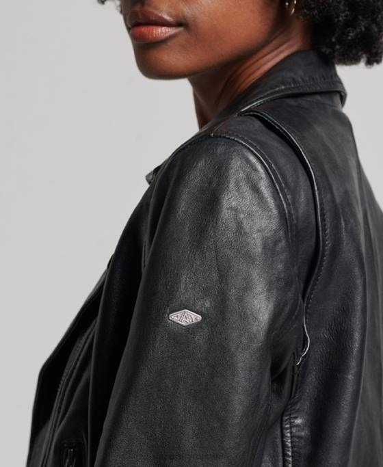 Superdry jachetă clasică de motociclist din piele îmbrăcăminte negru femei JX0Z3627