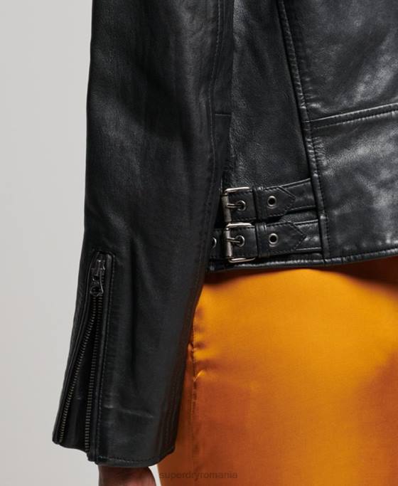 Superdry jachetă clasică de motociclist din piele îmbrăcăminte negru femei JX0Z3627