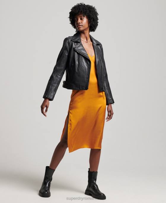 Superdry jachetă clasică de motociclist din piele îmbrăcăminte negru femei JX0Z3627