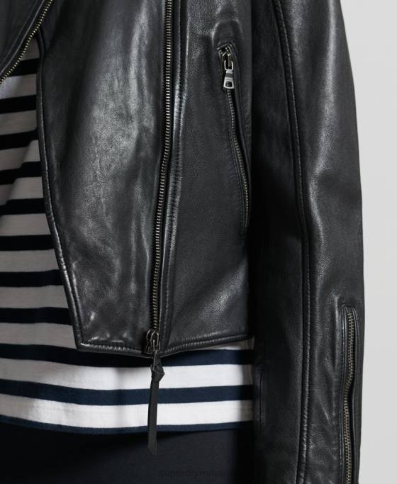Superdry jachetă clasică din piele îmbrăcăminte negru femei JX0Z3717