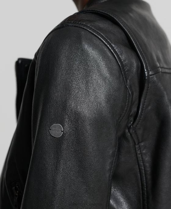 Superdry jachetă clasică din piele îmbrăcăminte negru femei JX0Z3717