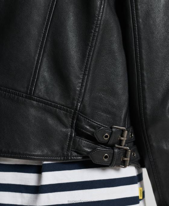 Superdry jachetă clasică din piele îmbrăcăminte negru femei JX0Z3717