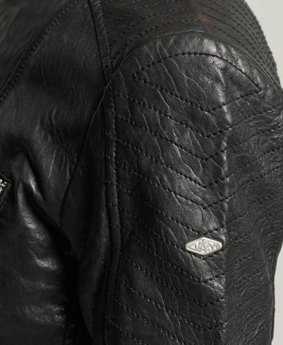 Superdry jachetă clasică din piele îmbrăcăminte negru femei JX0Z5410