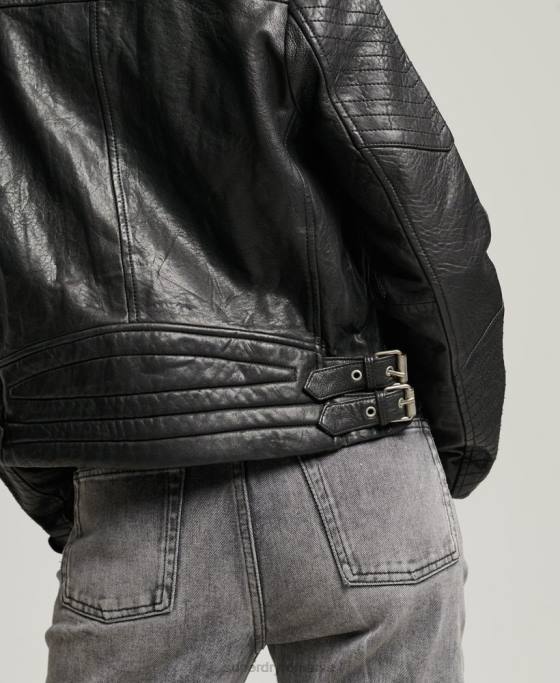 Superdry jachetă clasică din piele îmbrăcăminte negru femei JX0Z5410