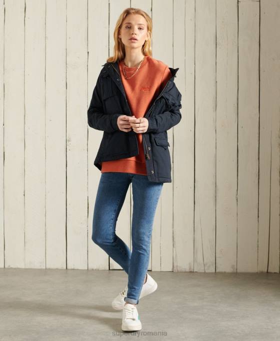 Superdry jachetă clasică rookie borg îmbrăcăminte marina femei JX0Z5583