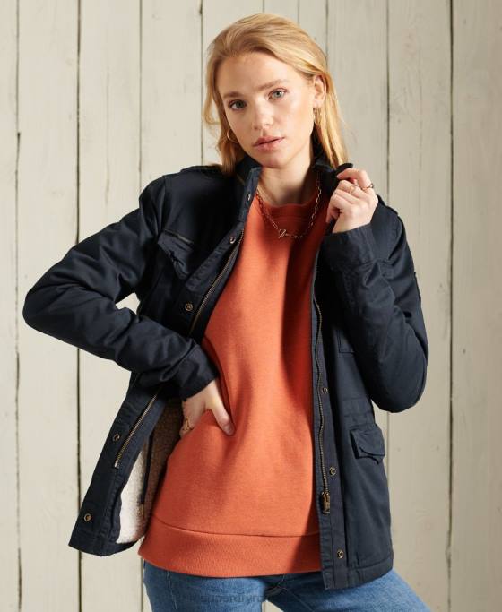 Superdry jachetă clasică rookie borg îmbrăcăminte marina femei JX0Z5583