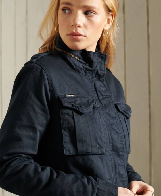 Superdry jachetă clasică rookie borg îmbrăcăminte marina femei JX0Z5583