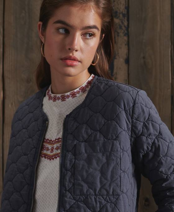 Superdry jachetă cu căptușeală uscată ediție limitată îmbrăcăminte marina femei JX0Z5529