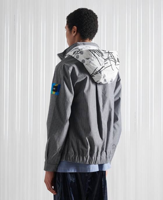 Superdry jachetă cu dungi sdx chambray ediție limitată îmbrăcăminte albastru bărbați JX0Z4767