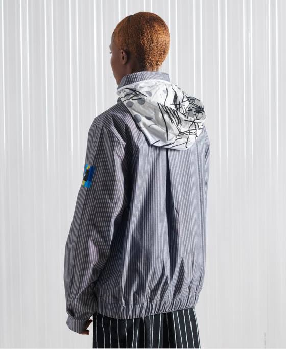 Superdry jachetă cu dungi sdx chambray ediție limitată îmbrăcăminte albastru bărbați JX0Z4767