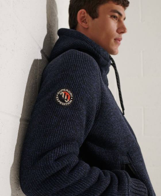 Superdry jachetă cu glugă cu fermoar de expediție îmbrăcăminte albastru bărbați JX0Z4531