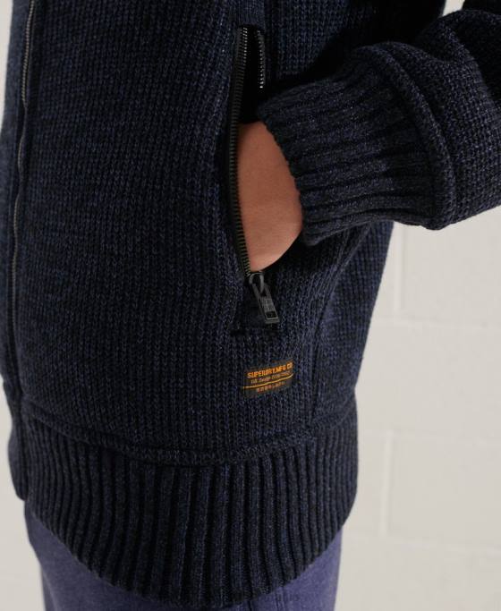 Superdry jachetă cu glugă cu fermoar de expediție îmbrăcăminte albastru bărbați JX0Z4531