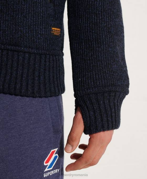 Superdry jachetă cu glugă cu fermoar de expediție îmbrăcăminte albastru bărbați JX0Z4531