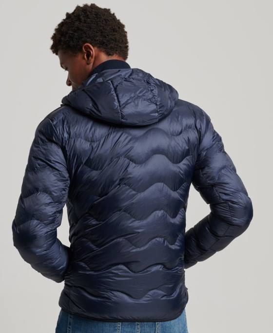 Superdry jachetă cu glugă cu strat mijlociu îmbrăcăminte marina bărbați JX0Z4699