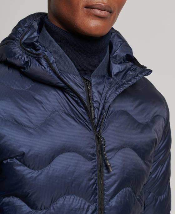 Superdry jachetă cu glugă cu strat mijlociu îmbrăcăminte marina bărbați JX0Z4699