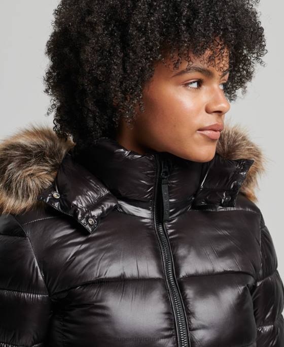 Superdry jachetă cu glugă de munte fuji îmbrăcăminte negru femei JX0Z5610