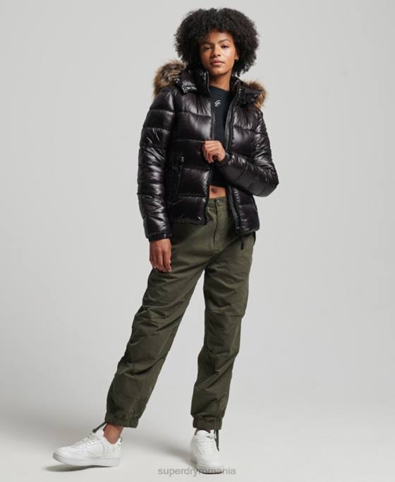 Superdry jachetă cu glugă de munte fuji îmbrăcăminte negru femei JX0Z5610