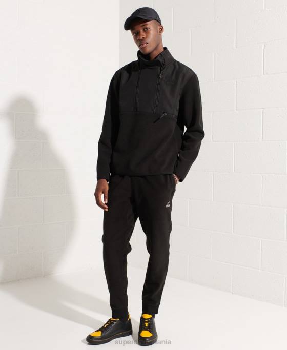 Superdry jachetă cu jumătate de fermoar din lână sport de munte îmbrăcăminte negru bărbați JX0Z5132