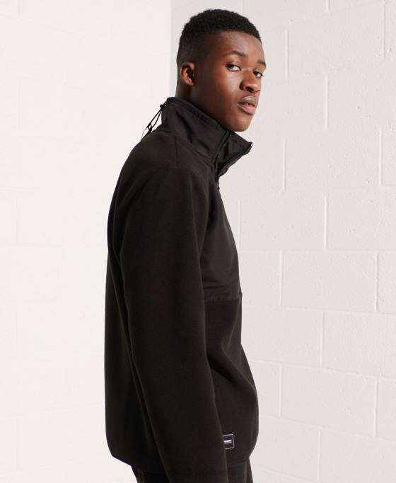 Superdry jachetă cu jumătate de fermoar din lână sport de munte îmbrăcăminte negru bărbați JX0Z5132