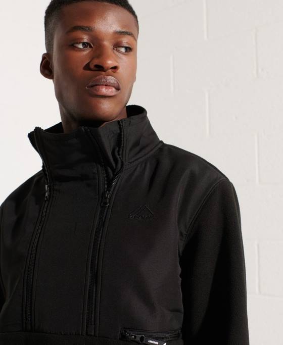 Superdry jachetă cu jumătate de fermoar din lână sport de munte îmbrăcăminte negru bărbați JX0Z5132