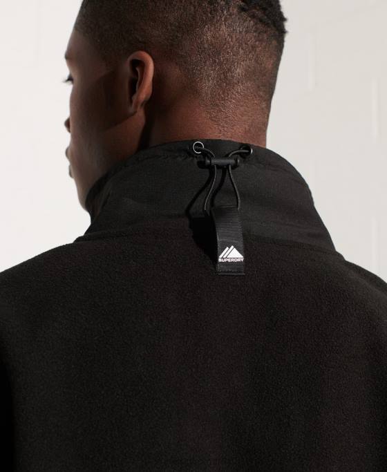 Superdry jachetă cu jumătate de fermoar din lână sport de munte îmbrăcăminte negru bărbați JX0Z5132