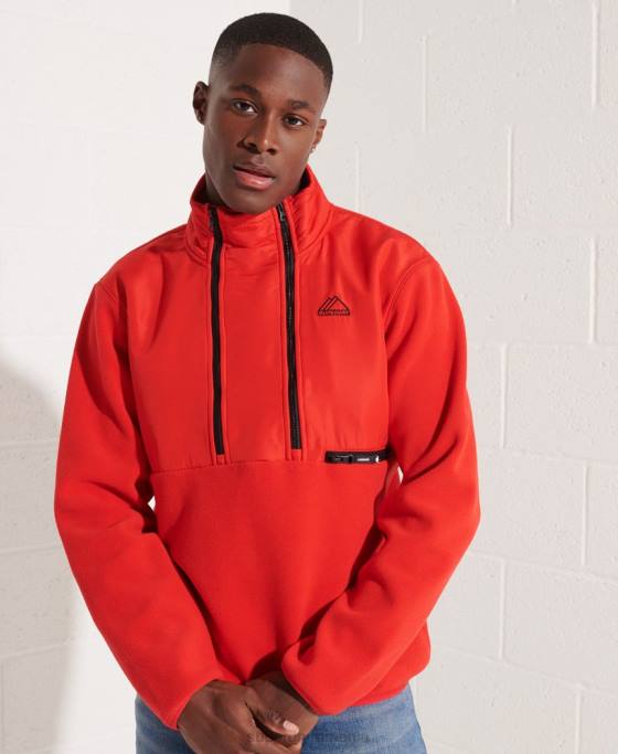 Superdry jachetă cu jumătate de fermoar din lână sport de munte îmbrăcăminte roșu bărbați JX0Z5199