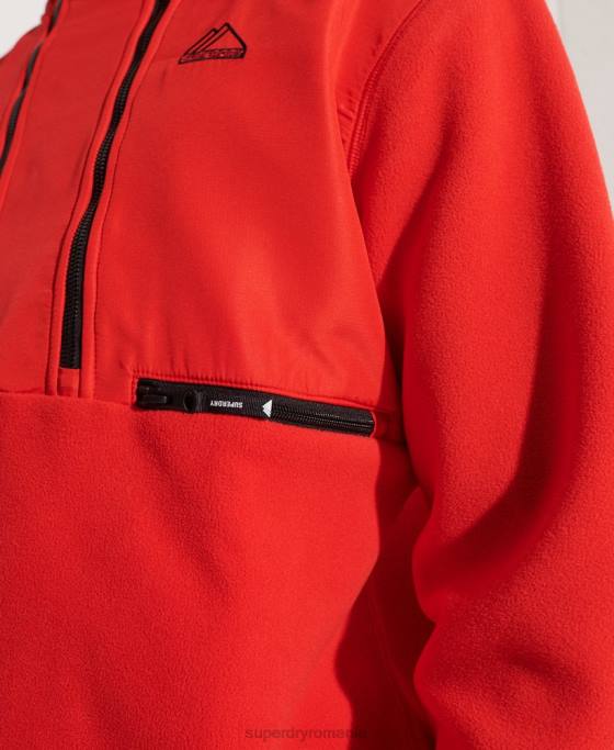Superdry jachetă cu jumătate de fermoar din lână sport de munte îmbrăcăminte roșu bărbați JX0Z5199