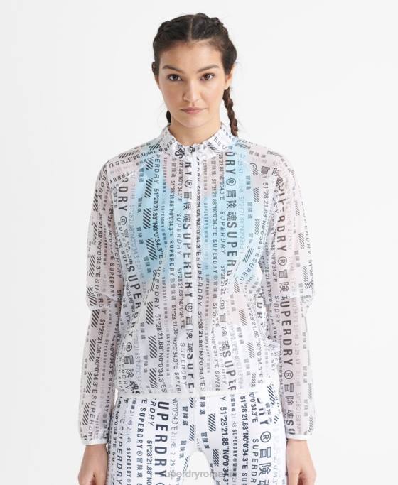Superdry jachetă cu membrană de alergare îmbrăcăminte alb femei JX0Z5734