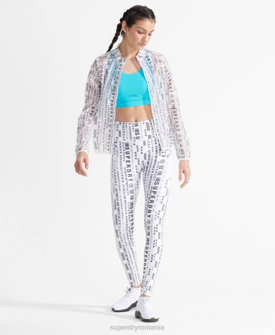 Superdry jachetă cu membrană de alergare îmbrăcăminte alb femei JX0Z5734