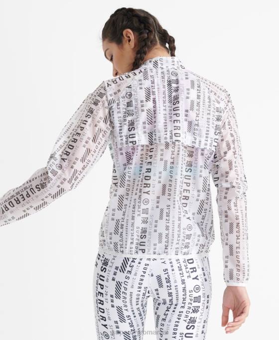 Superdry jachetă cu membrană de alergare îmbrăcăminte alb femei JX0Z5734