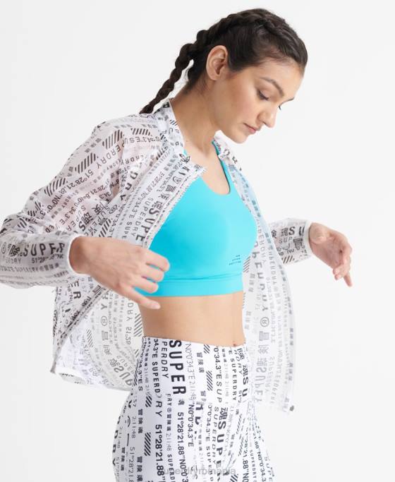 Superdry jachetă cu membrană de alergare îmbrăcăminte alb femei JX0Z5734