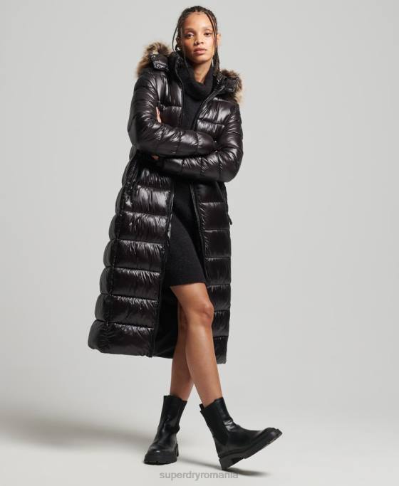 Superdry jachetă cu paragate mountain fuji shine îmbrăcăminte negru femei JX0Z3562