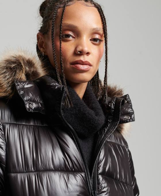 Superdry jachetă cu paragate mountain fuji shine îmbrăcăminte negru femei JX0Z3562