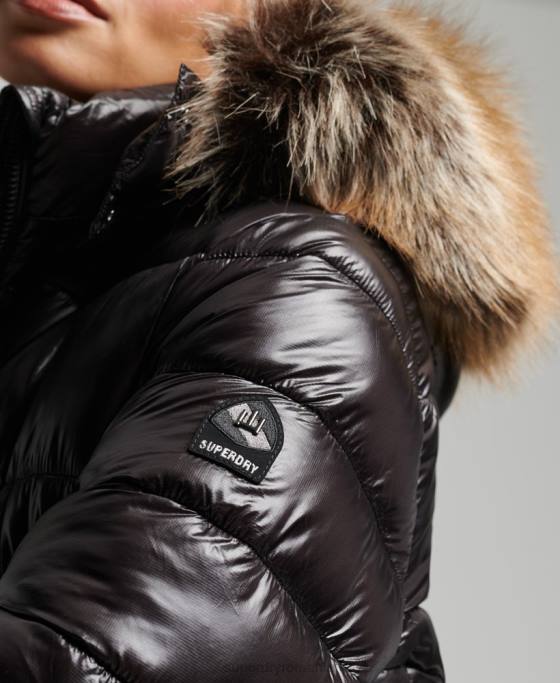 Superdry jachetă cu paragate mountain fuji shine îmbrăcăminte negru femei JX0Z3562