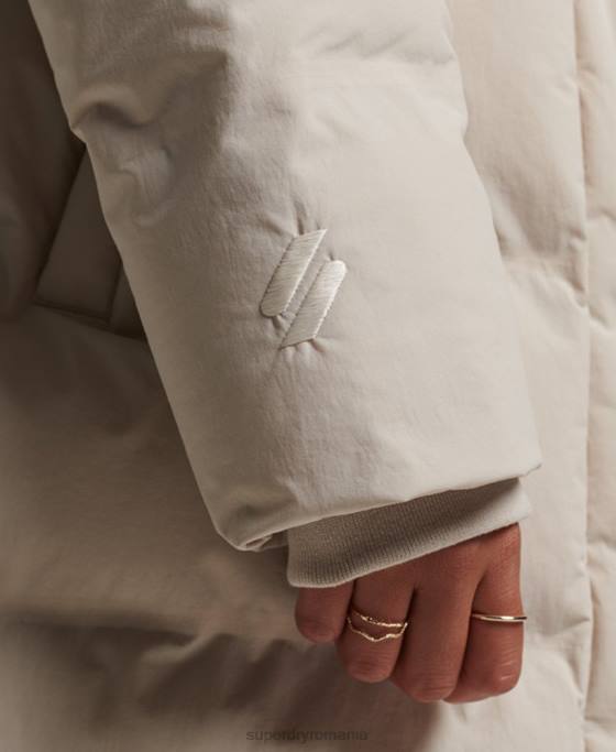 Superdry jachetă căptușită cu paragate tren îmbrăcăminte bej femei JX0Z6328