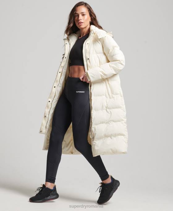 Superdry jachetă căptușită cu paragate tren îmbrăcăminte cremă femei JX0Z5520