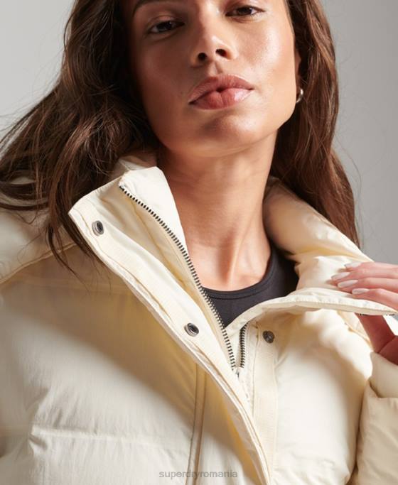 Superdry jachetă căptușită cu paragate tren îmbrăcăminte cremă femei JX0Z5520