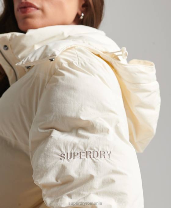Superdry jachetă căptușită cu paragate tren îmbrăcăminte cremă femei JX0Z5520