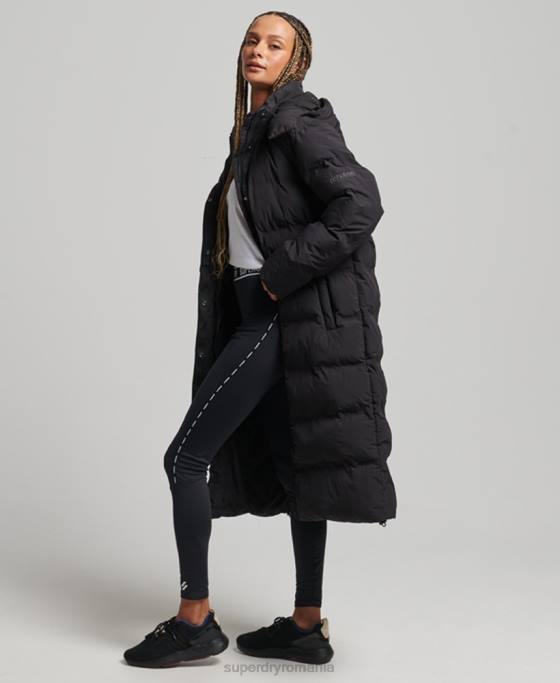 Superdry jachetă căptușită cu paragate tren îmbrăcăminte negru femei JX0Z6350