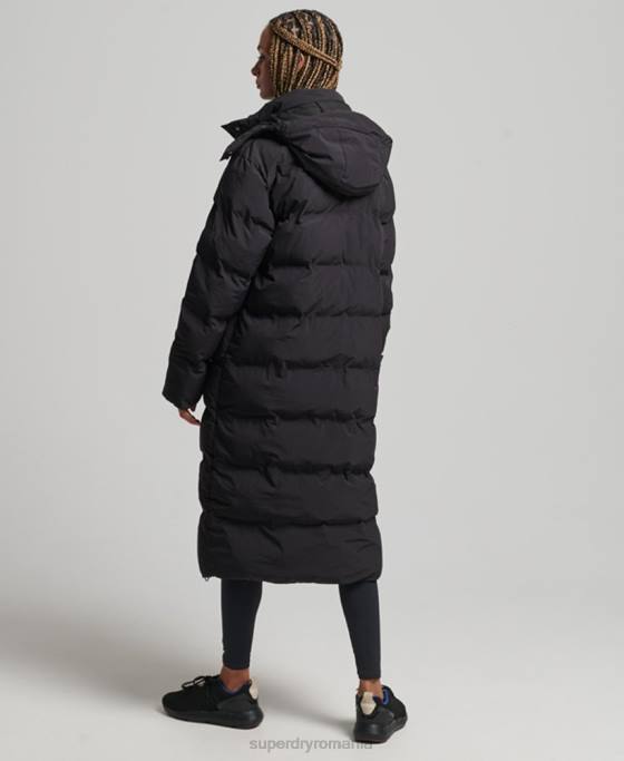 Superdry jachetă căptușită cu paragate tren îmbrăcăminte negru femei JX0Z6350