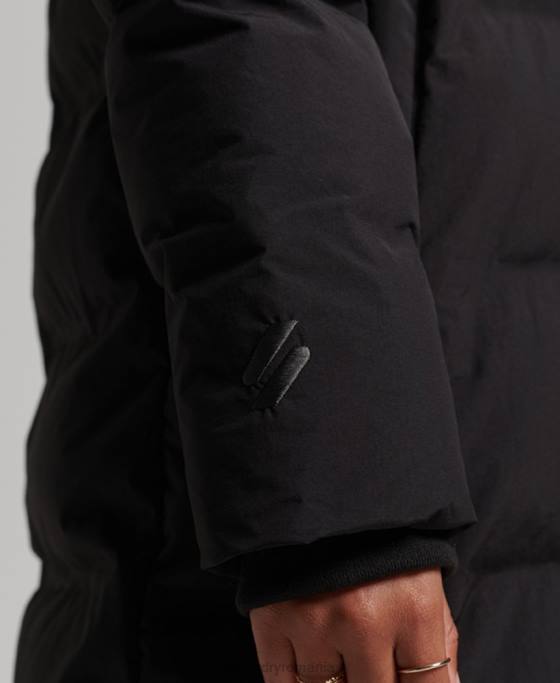 Superdry jachetă căptușită cu paragate tren îmbrăcăminte negru femei JX0Z6350