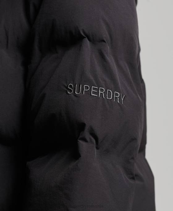 Superdry jachetă căptușită cu paragate tren îmbrăcăminte negru femei JX0Z6350
