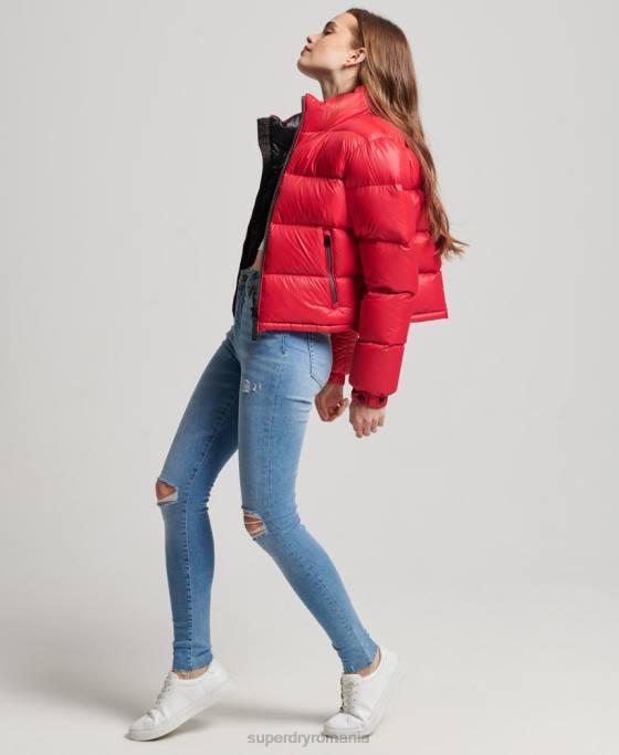 Superdry jachetă căptușită cu puf alpin de lux îmbrăcăminte roșu femei JX0Z5584