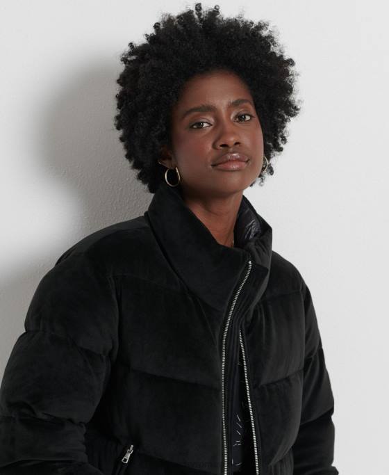Superdry jachetă căptușită cu puf alpin îmbrăcăminte negru femei JX0Z5630
