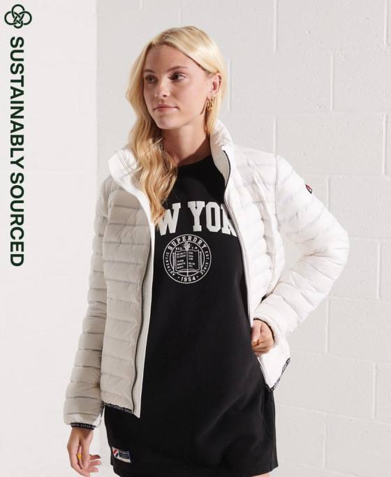 Superdry jachetă căptușită cu puf îmbrăcăminte alb femei JX0Z5612