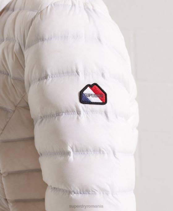 Superdry jachetă căptușită cu puf îmbrăcăminte alb femei JX0Z5612