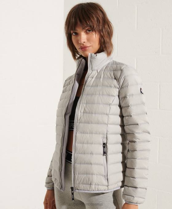 Superdry jachetă căptușită cu puf îmbrăcăminte gri deschis femei JX0Z5709