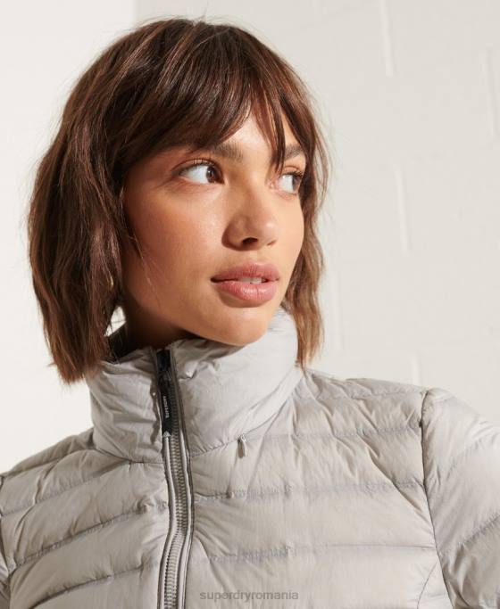 Superdry jachetă căptușită cu puf îmbrăcăminte gri deschis femei JX0Z5709