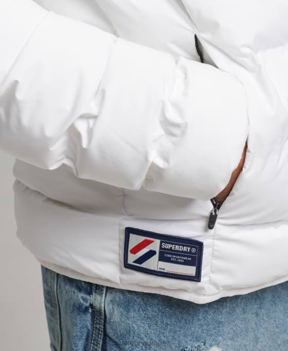 Superdry jachetă căptușită termoetanșată îmbrăcăminte alb bărbați JX0Z1073