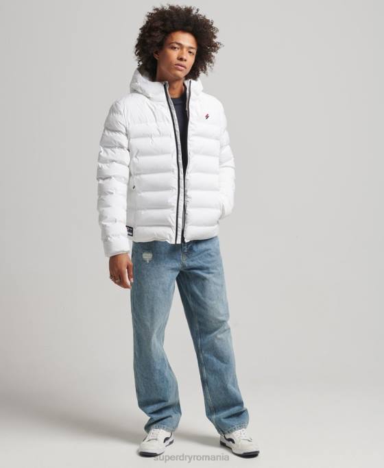 Superdry jachetă căptușită termoetanșată îmbrăcăminte alb bărbați JX0Z1073